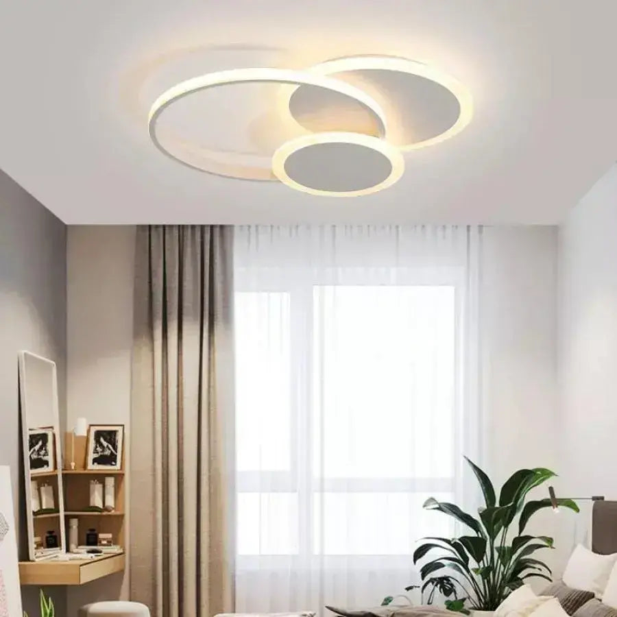 LED luster s diaľkovým ovládaním SILVIAN, 58W, 3 kruhy, Studené/Teplé/Neutrálne svetlo, Stmievateľné, Biely LED luster s diaľkovým ovládaním Predvolený názov Alessandro Design