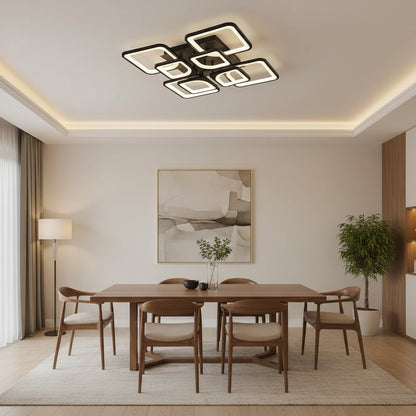 LED luster s diaľkovým ovládaním ZOE, 8 štvorcových, 138W, studené/teplé/neutrálne svetlo, stmievateľné, čierny