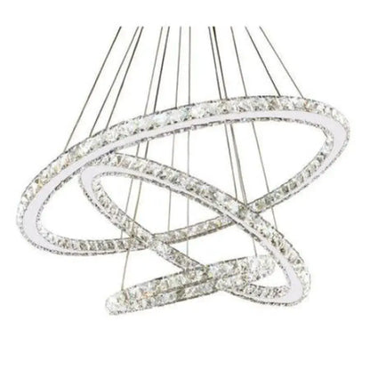 Lustra LED suspendata cu telecomanda si cristal TEATRU 36W, 3 Cercuri, lumina Rece/Calda/Neutra, Dimabila, Crom Lucios, Inaltime Reglabila Lustre LED Cristal Default Title Alessandro Design