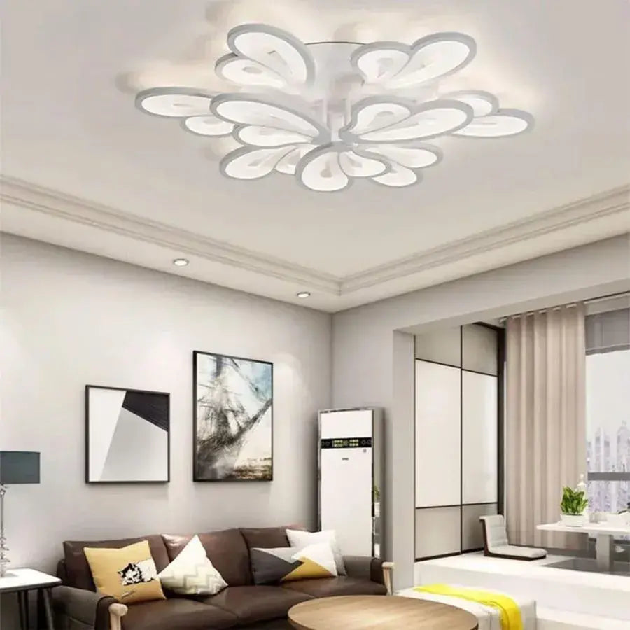 Lustra LED cu telecomanda BLOSSOM 49W, 9 Petale, lumina Rece/Calda/Neutra, Dimabila, Alb Lustre LED cu Telecomanda Default Title Alessandro Design