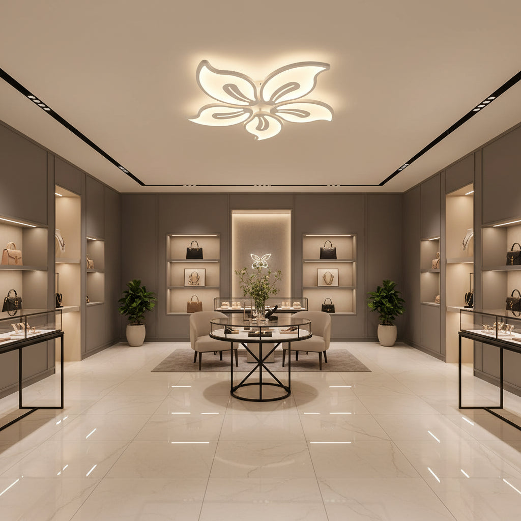 Lustra LED cu telecomanda JASMINE 66W, 5 Petale, lumina Rece/Calda/Neutra, Dimabila, Alb Lustre LED cu Telecomanda Default Title Alessandro Design