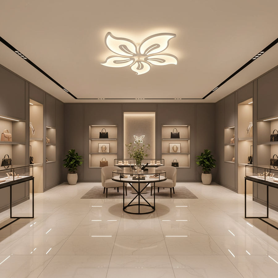 Lustra LED cu telecomanda JASMINE 66W, 5 Petale, lumina Rece/Calda/Neutra, Dimabila, Alb Lustre LED cu Telecomanda Default Title Alessandro Design