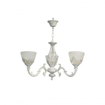 VINTAGE Luster, Závesný typ s ramenami, COTTAGE, Kruhový, 3xE27, Sklo a kov, Biely Klasické Lustre Predvolený názov Alessandro Design