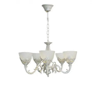 Lustra VINTAGE, tip Pendul cu brate, COTTAGE, Circulara, 5xE27, Sticla si Metal, Alb Lustre Clasice Default Title Alessandro Design
