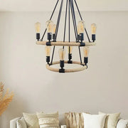 Lustra Rustica, 10xE27, Maro, Metal si Sfoara Lustre Vintage Default Title Alessandro Design