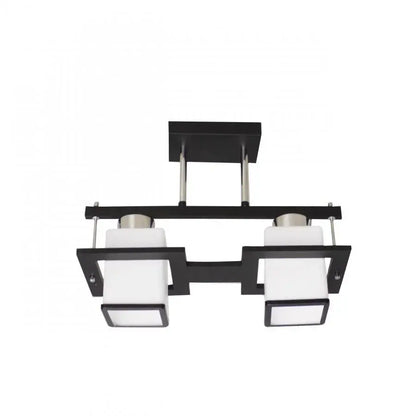Lustra Clasica Aramis cu Lemn Abajur Patrat 2X E27 Gri Negru Lustre Clasice Default Title Alessandro Design