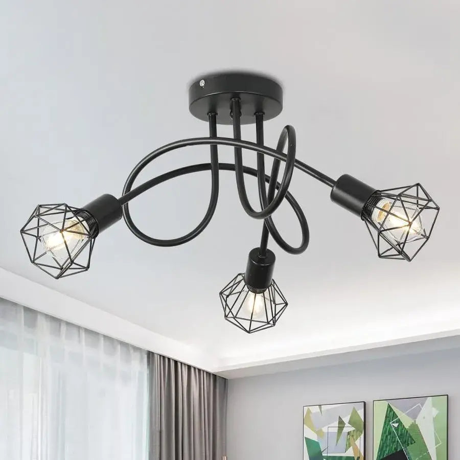 Lustra Shion 3xE27, Negru, Metal, Diametru 50cm Lustre Industrial Default Title Alessandro Design