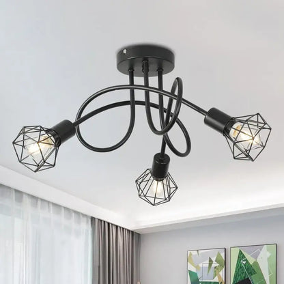 Lustra Shion 3xE27, Negru, Metal, Diametru 50cm Lustre Industrial Default Title Alessandro Design