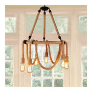 Lustra Snuri Rustic 6x E27 Circulara Franghie Suspendata Lustre Vintage Default Title Alessandro Design