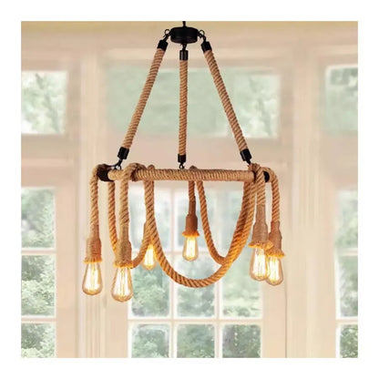 Lustra Snuri Rustic 6x E27 Circulara Franghie Suspendata Lustre Vintage Default Title Alessandro Design