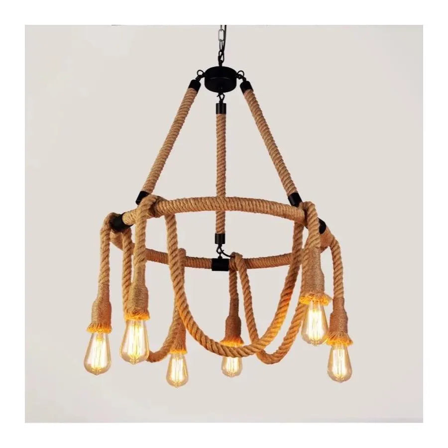 Lustra Snuri Rustic 6x E27 Circulara Franghie Suspendata Lustre Vintage Default Title Alessandro Design