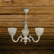 VINTAGE Luster, Závesný typ s ramenami, COTTAGE, Kruhový, 3xE27, Sklo a kov, Biely Klasické Lustre Predvolený názov Alessandro Design