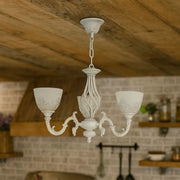 VINTAGE Luster, Závesný typ s ramenami, COTTAGE, Kruhový, 3xE27, Sklo a kov, Biely Klasické Lustre Predvolený názov Alessandro Design