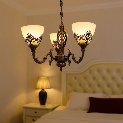 VINTAGE Luster, Kyvadlový typ s ramenami, COTTAGE, Kruhový, 3xE27, Sklo a kov, Bronz Klasické lustre Predvolený názov Alessandro Design