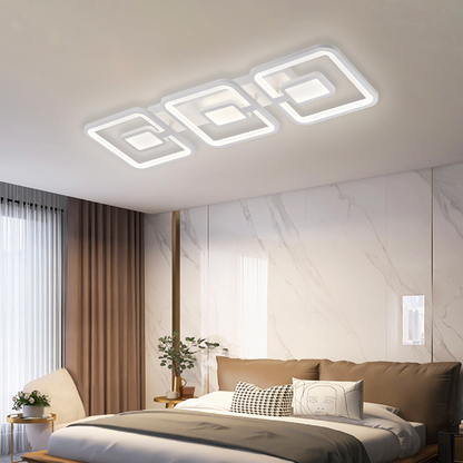 Lustra LED cu telecomanda FELIX 87W, 3 Patrate, lumina Rece/Calda/Neutra, Dimabila, Alb Lustre LED cu Telecomanda Default Title Alessandro Design