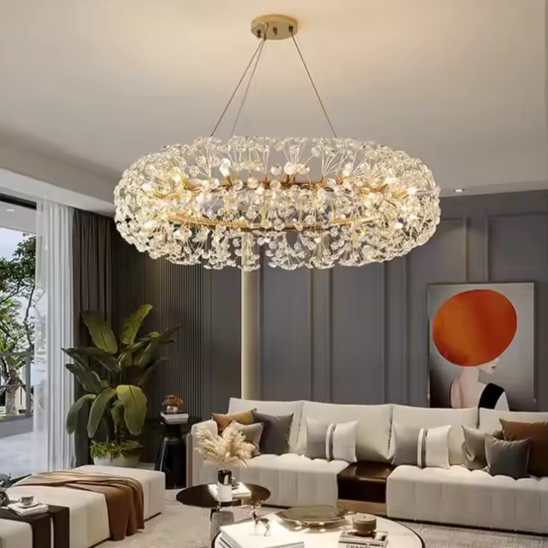 Candelabru Cristal SEGOVIA Magno 12x E14, Diametru 60cm, Auriu Lucios, Inaltime Reglabila Candelabre Cristal Default Title Alessandro Design
