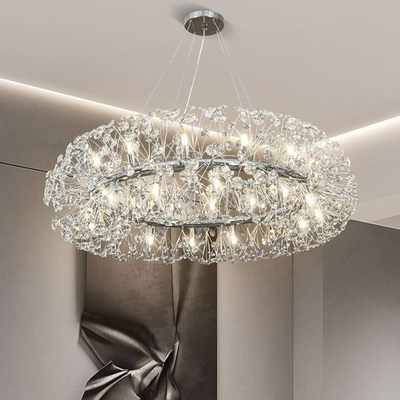 MINUET krištáľový luster 12x G9, priemer 60 cm, lesklý strieborný, nastaviteľná výška
