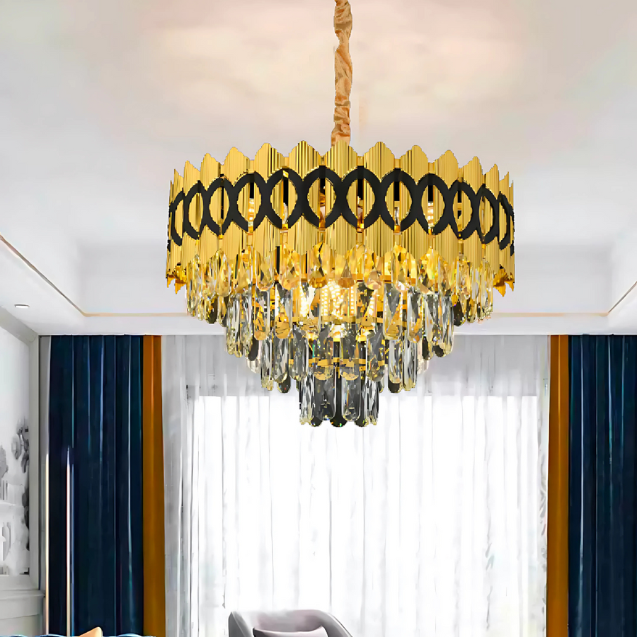 Candelabru Cristal PIERREFONDS Nobile 5xE14, Diametru 38.5cm, Auriu Lucios, Inaltime Reglabila Candelabre Cristal Default Title Alessandro Design