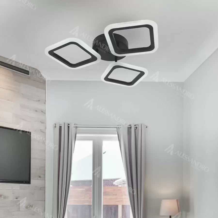 Lustra LED PULSARIS 40W, 3 Patrate, lumina Rece/Calda/Neutra, Negru Lustre LED Default Title Alessandro Design