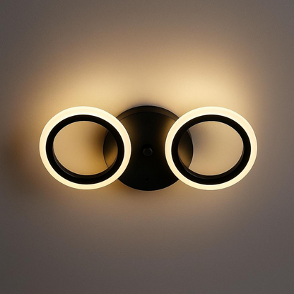 VEĽKÝ LED luster 28W, 2 kruhy, studené/teplé/neutrálne svetlo, čierny