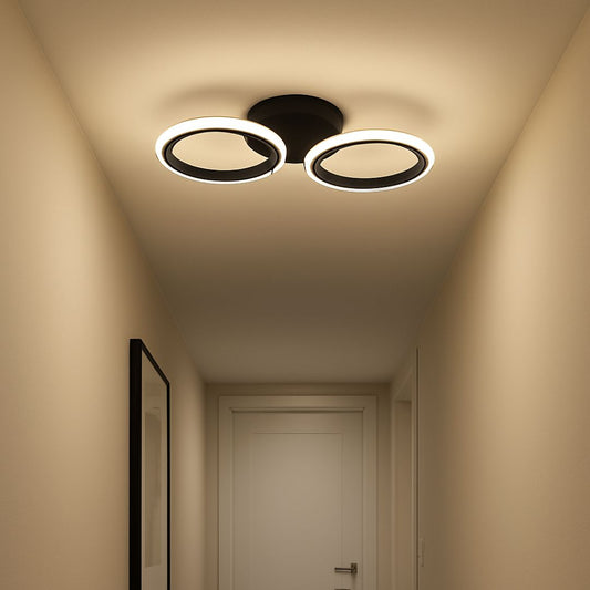 VEĽKÝ LED luster 28W, 2 kruhy, studené/teplé/neutrálne svetlo, čierny