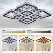 Lustra LED cu telecomanda si cristal QUADRIA SUPREMO RGB 168W, 8 Patrate, lumina Rece/Calda/Neutra, Dimabila, Crom Lucios Lustre LED cu Telecomanda Default Title Alessandro Design