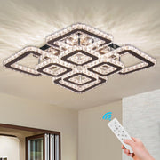 Lustra LED cu telecomanda si cristal QUADRIA SUPREMO RGB 168W, 8 Patrate, lumina Rece/Calda/Neutra, Dimabila, Crom Lucios Lustre LED cu Telecomanda Default Title Alessandro Design