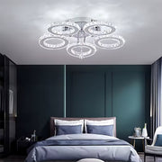 Lustra LED cu telecomanda si cristal ALANUBIS 80W, 5 Cercuri, lumina Rece/Calda/Neutra, Dimabila, Crom Lucios Lustre LED Cristal Default Title Alessandro Design