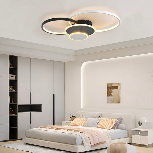 Lustra LED cu telecomanda KILLIAN 80W, 4 Cercuri, lumina Rece/Calda/Neutra, Dimabila, Negru Alb Lustre LED cu Telecomanda Default Title Alessandro Design