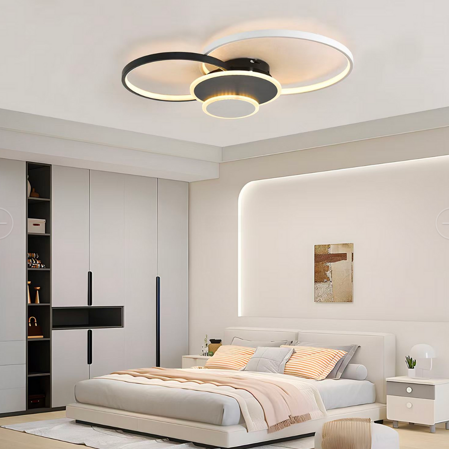 Lustra LED cu telecomanda KILLIAN 80W, 4 Cercuri, lumina Rece/Calda/Neutra, Dimabila, Negru Alb Lustre LED cu Telecomanda Default Title Alessandro Design