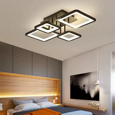 LED luster s diaľkovým ovládaním ELLA 67W, 4 štvorce, studené/teplé/neutrálne svetlo, stmievateľné, čierny