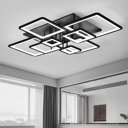 Lustra LED cu telecomanda ELLA 186W, 8 Patrate, lumina Rece/Calda/Neutra, Dimabila, Negru Lustre LED cu Telecomanda Default Title Alessandro Design