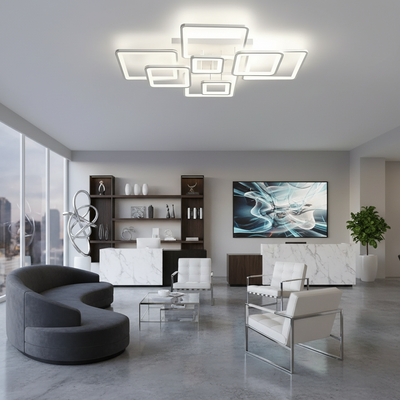 LED luster s diaľkovým ovládaním ELLA 187W, 8 štvorcových, studené/teplé/neutrálne svetlo, stmievateľné, biela
