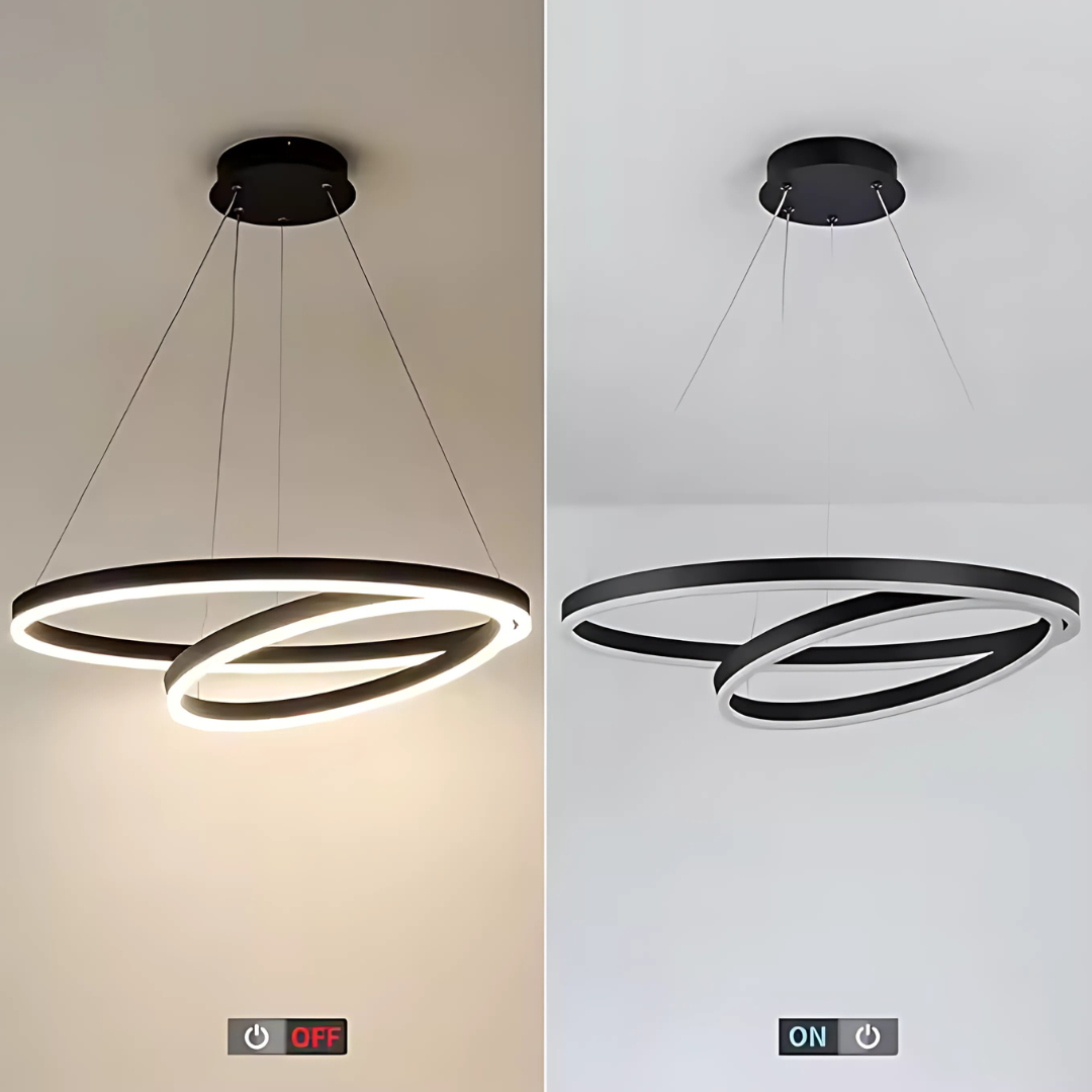 Lustra LED Suspendata PAGANO 47W, 3000K, 2 Cercuri, Negru, Inaltime Reglabila Lustre Moderne Default Title Alessandro Design