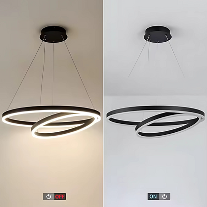 Lustra LED Suspendata PAGANO 47W, 3000K, 2 Cercuri, Negru, Inaltime Reglabila Lustre Moderne Default Title Alessandro Design