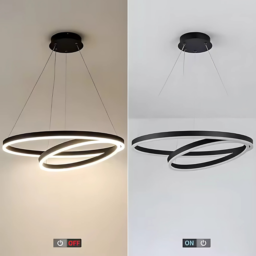 Lustra LED Suspendata PAGANO 47W, 3000K, 2 Cercuri, Negru, Inaltime Reglabila Lustre Moderne Default Title Alessandro Design