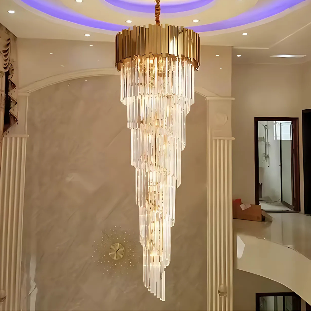 Candelabru Cristal BLOIS Ascendere E14, Diametru 60cm, Auriu, Inaltime Reglabila Candelabre Cristal Default Title Alessandro Design