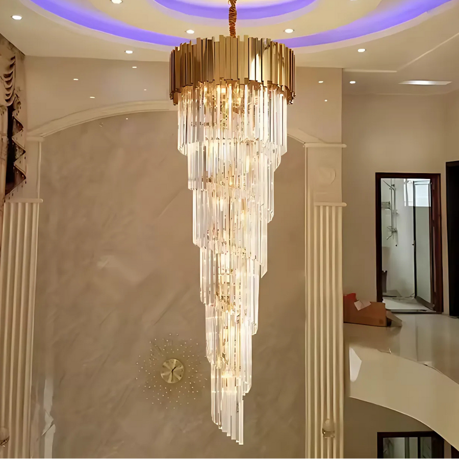 Candelabru Cristal BLOIS Ascendere E14, Diametru 60cm, Auriu, Inaltime Reglabila Candelabre Cristal Default Title Alessandro Design
