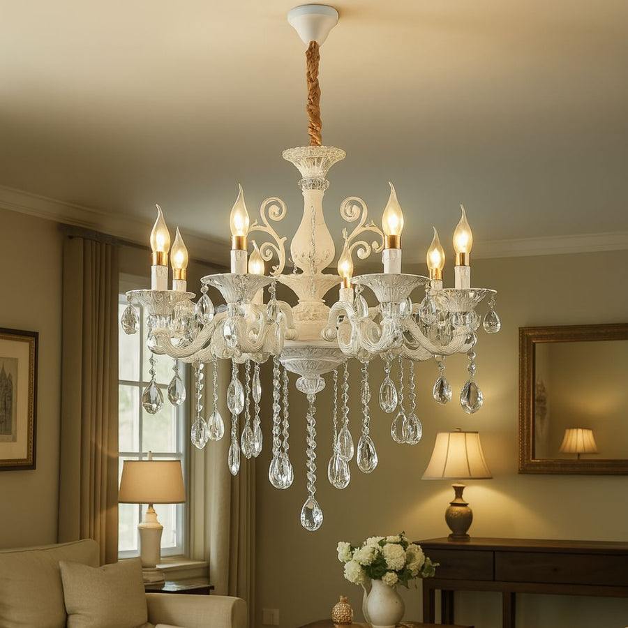 Candelabru Cristal SANSSOUCI Magno, 8xE14, Diametru 68cm, Alb Candelabre Clasice Default Title Alessandro Design