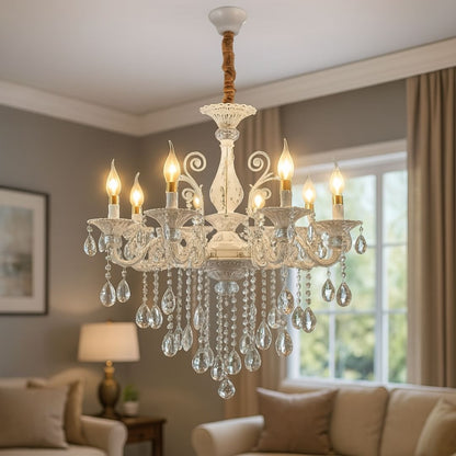Candelabru Cristal SANSSOUCI Magno, 8xE14, Diametru 68cm, Alb Candelabre Clasice Default Title Alessandro Design