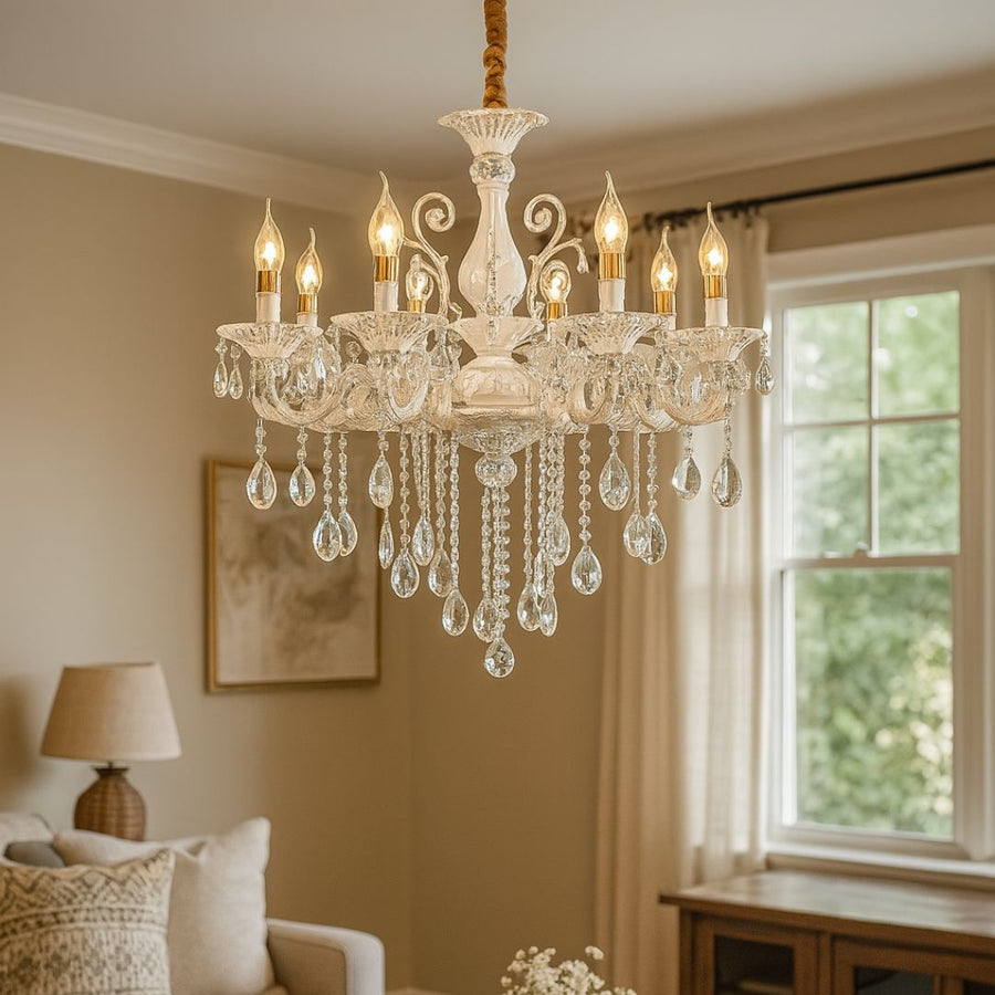 Candelabru Cristal SANSSOUCI Magno, 8xE14, Diametru 68cm, Alb Candelabre Clasice Default Title Alessandro Design