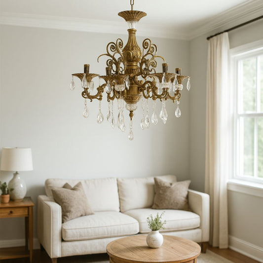 Candelabru Cristal SANSSOUCI Magno, 6xE14, Diametru 62cm, Alama Antichizata Candelabre Clasice Default Title Alessandro Design