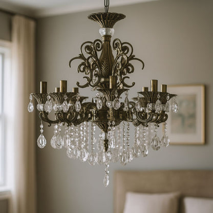 SANSSOUCI Magno krištáľový luster, 8xE14, priemer 65cm, starožitné mosadzné klasické lustre Predvolený názov Alessandro Design