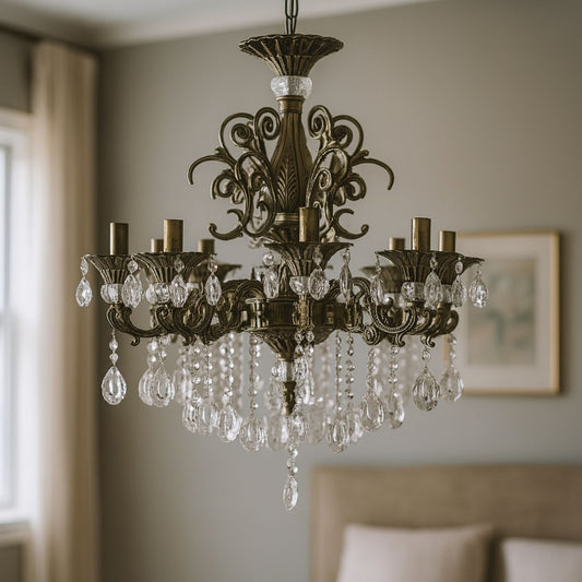 SANSSOUCI Magno krištáľový luster, 8xE14, priemer 65cm, starožitné mosadzné klasické lustre Predvolený názov Alessandro Design