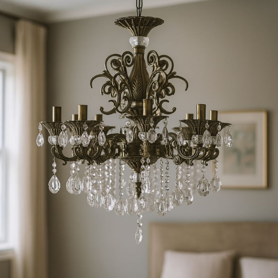 SANSSOUCI Magno krištáľový luster, 8xE14, priemer 65cm, starožitné mosadzné klasické lustre Predvolený názov Alessandro Design
