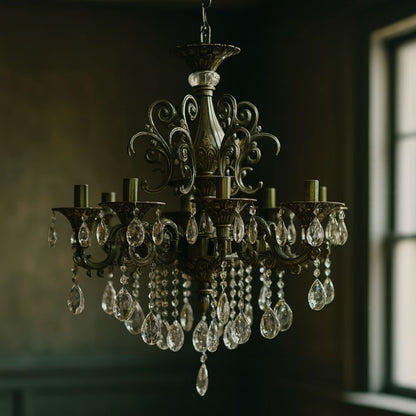 SANSSOUCI Magno krištáľový luster, 8xE14, priemer 65cm, starožitné mosadzné klasické lustre Predvolený názov Alessandro Design