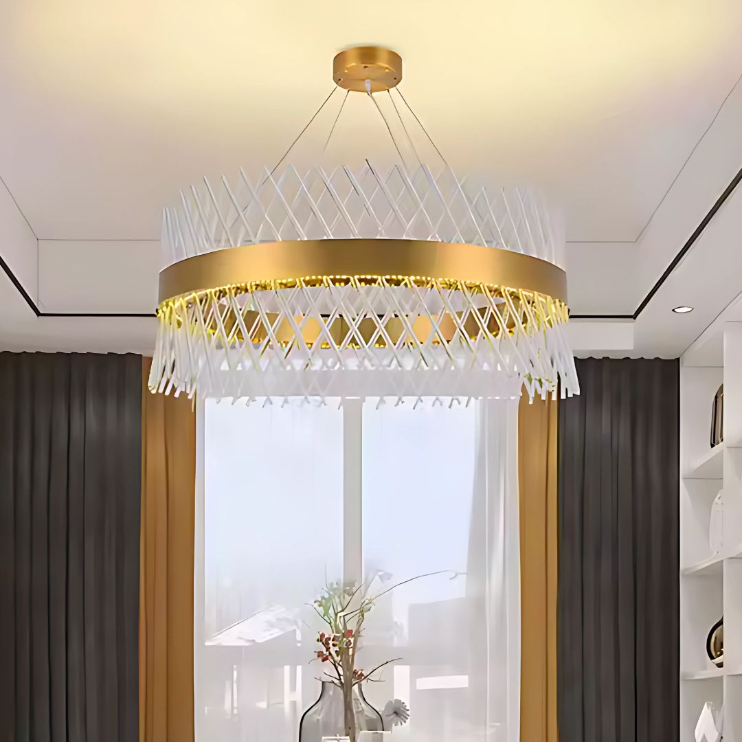 Candelabru Cristal ALHAMBRA Nobile, LED, 52W, Diametru 40cm, Lumina Calda/Rece/Neutra, Dimabil, Inaltime Reglabila, Auriu Lustre LED cu Telecomanda Default Title Alessandro Design