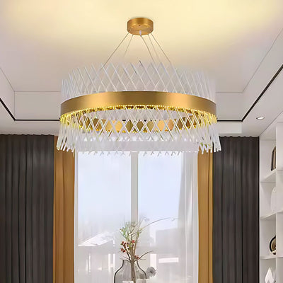 Krištáľový luster ALHAMBRA Nobile, LED, 52W, Priemer 40cm, Teplé/Studené/Neutrálne svetlo, Stmievateľné, Nastaviteľná výška, Zlatý