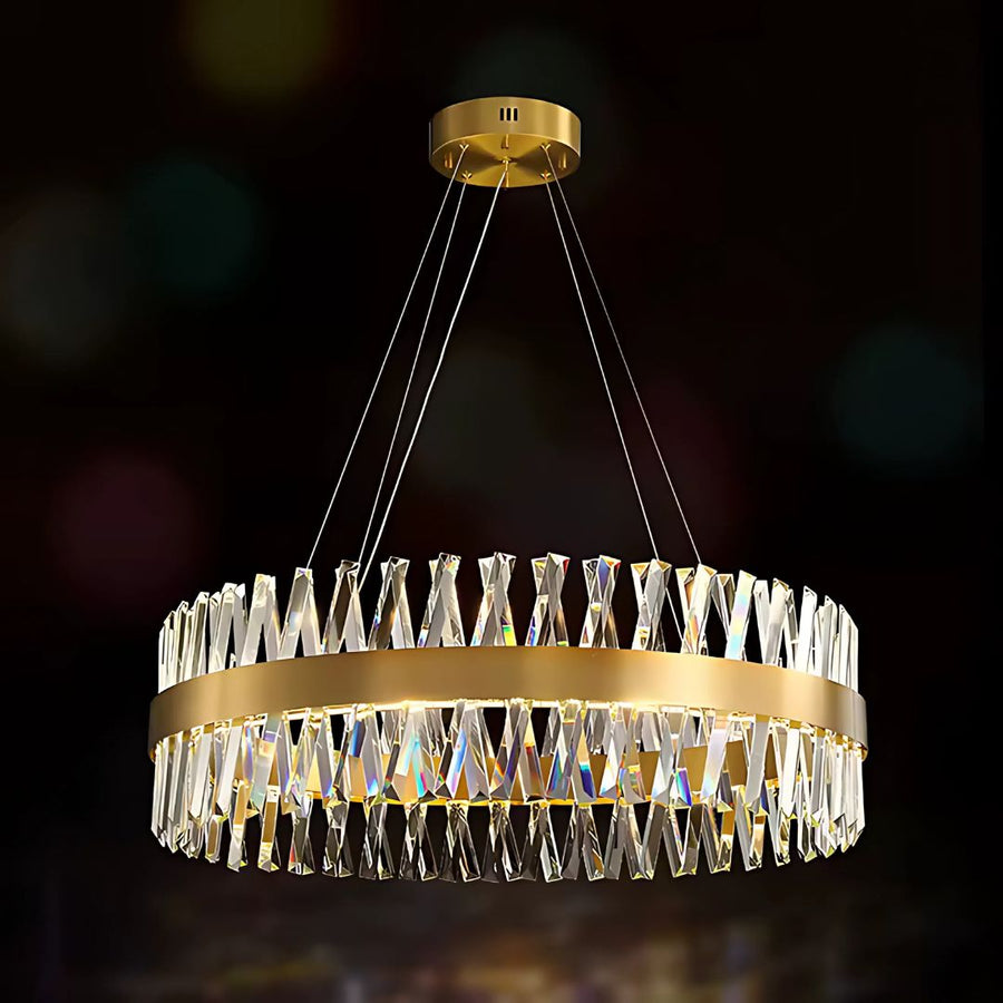 Candelabru LED CASERTA Regalis cu Telecomanda, 95W, Dimabil, Diametru 80cm, Auriu Lustre LED cu Telecomanda Default Title Alessandro Design