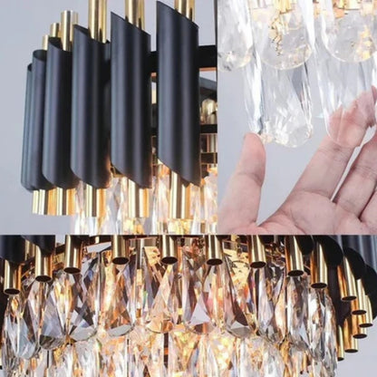 Candelabru Cristal VERSAILLES Supremo 12xE14, Diametru 80cm, Auriu Lucios si Negru, Inaltime Reglabila Candelabre Cristal Default Title Alessandro Design